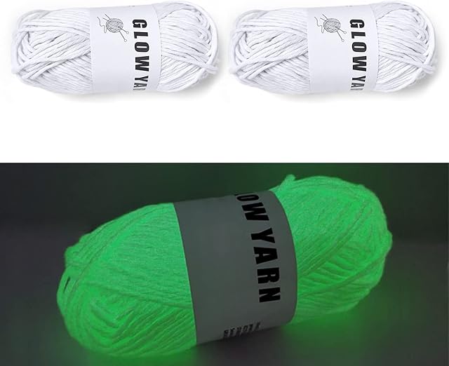 2 Rolls Glow in The Dark Yarn,DIY Glow Yarn,Knitting Yarn for Arts, Crafts & Sewing Beginners(Style 1)