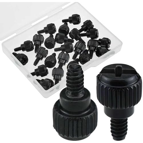 24 Pcs Black Computer Case Thumb Screws, 6-32 Thread, Easy-Grip Design for PC Case Covers, Hard Drives, Power Supply & PCI Slots