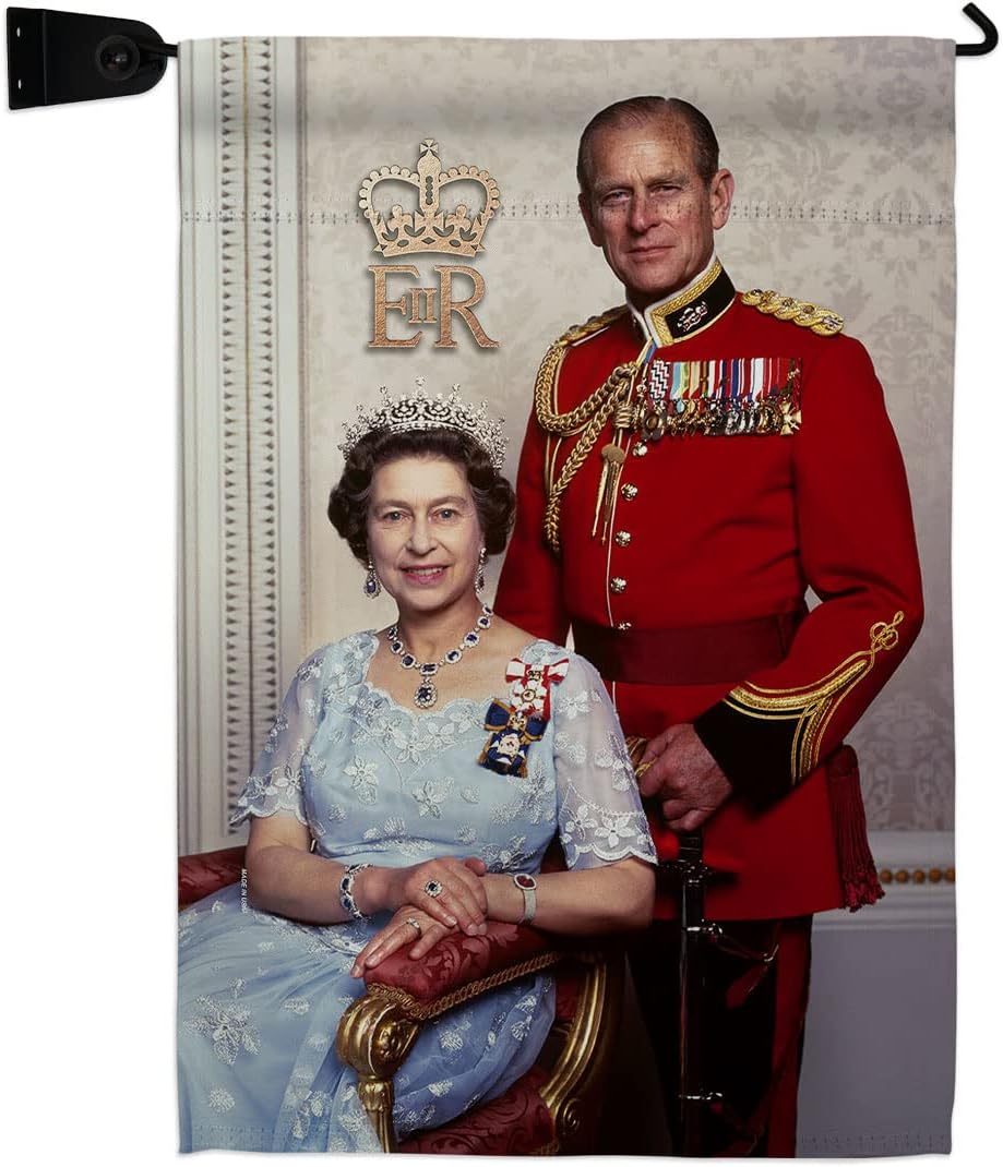 The Queen & Prince Philip Garden Flag - Set Mailbox Hanger Sweet Life Sympathy Remembrance Memorial Bereavement Love Support Emotion Postive - House Banner Small Yard Gift Double-Sided 13 X 18.5