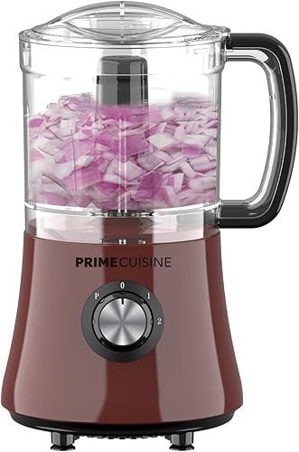 Miniatura 2 de Picadora eléctrica de verduras y procesador de alimentos, capacidad de 3 tazas, para picar, emulsionar y hacer puré (borgoña)