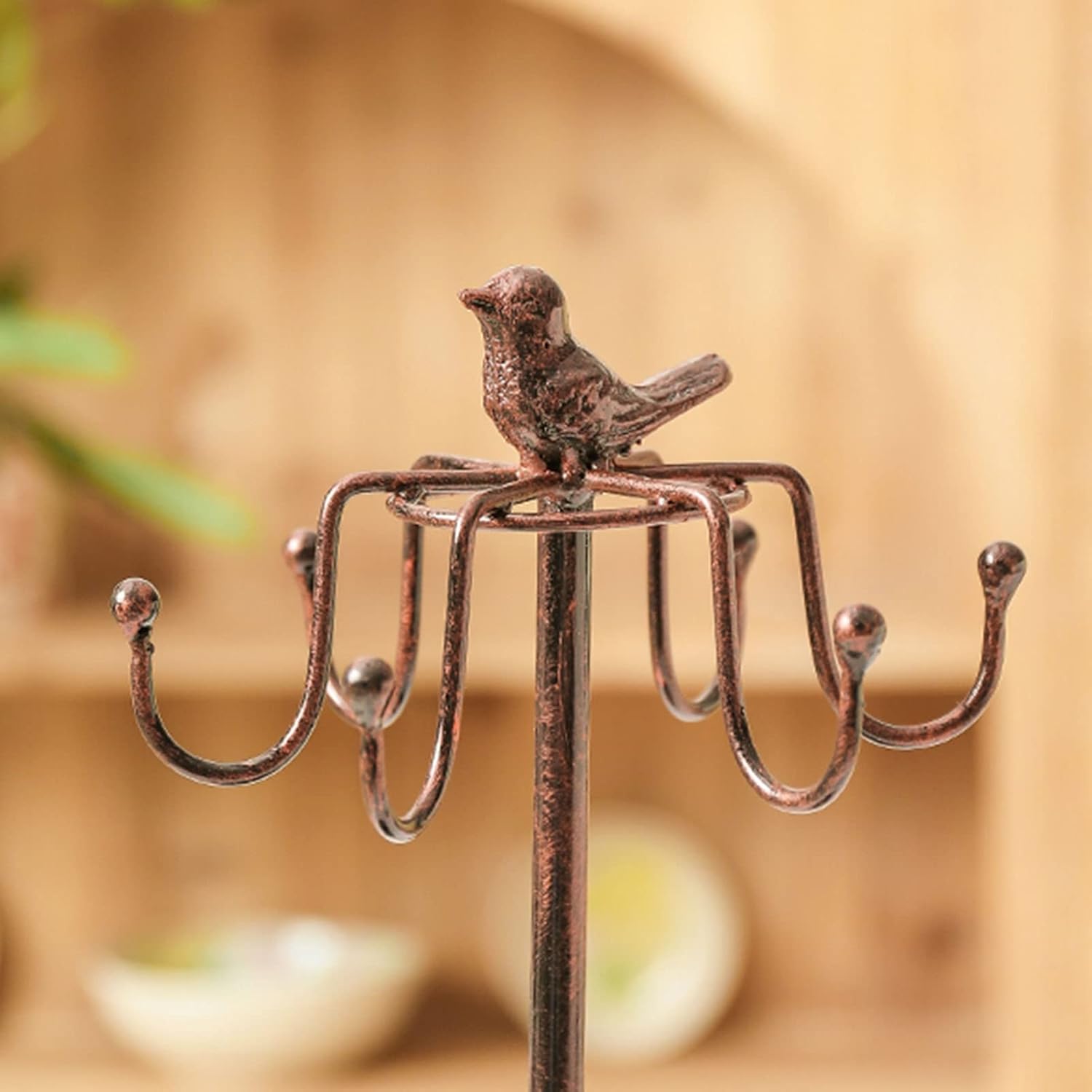 Color bronze Vintage Coffee Mug Holder,Rustic Tea Mug and Saucer Storage Display Rack,Holds 6 Cups,Bronze Iron