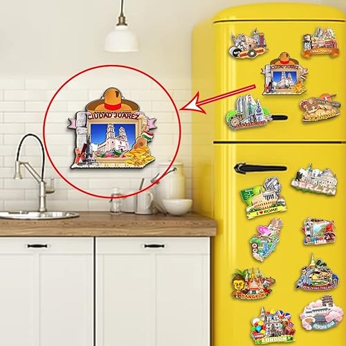 Miniatura 4 de Ciudad Juárez México imán de nevera imán de madera 3D monumentos de viaje coleccionables recuerdos decoración hecha a mano