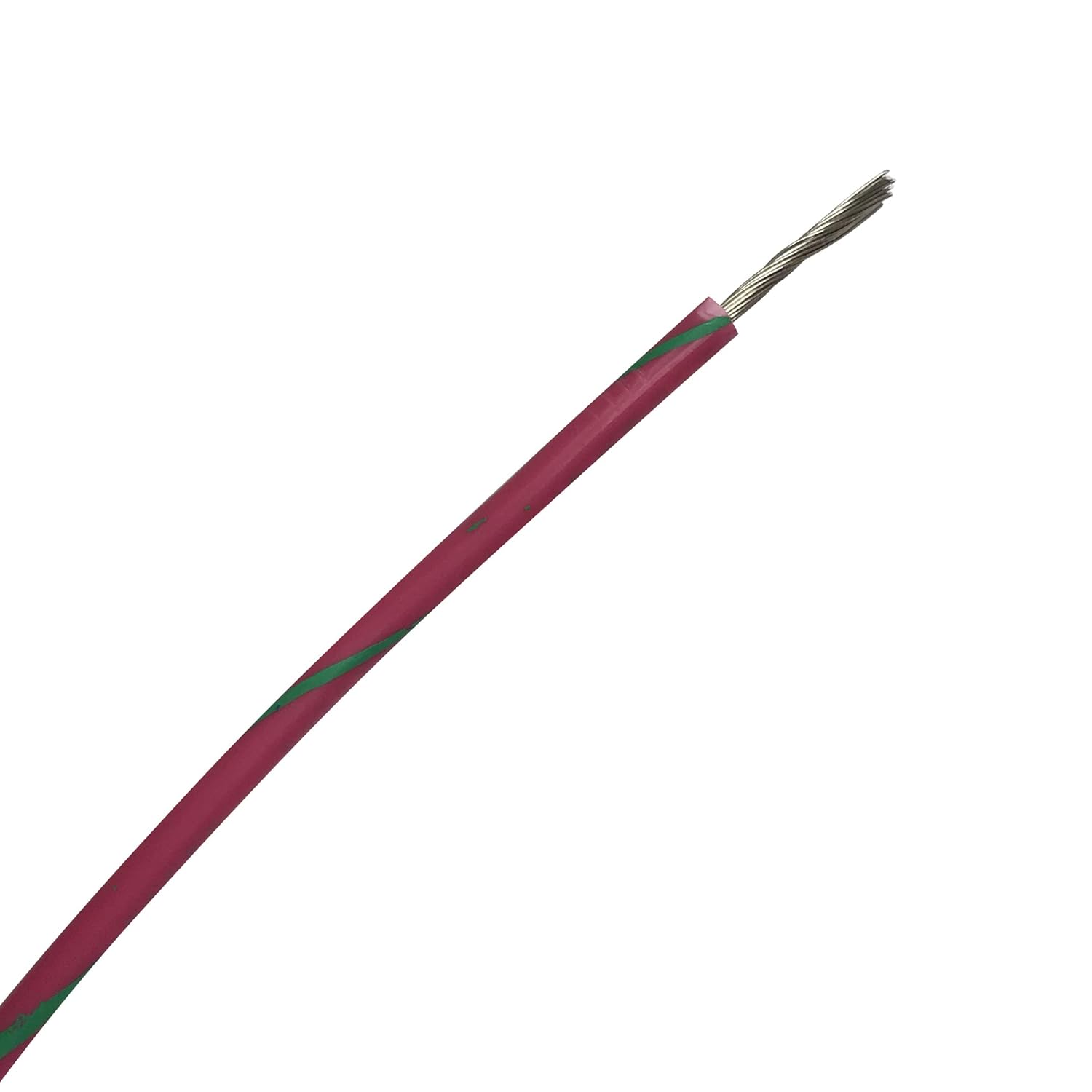 Sherco-Auto - 14 AWG Gauge Primary Tracer Marine Wire - 100 FT Spool/Coil of Gray Wire & Green Stripe Tinned Copper Electrical Wire - Made in USA