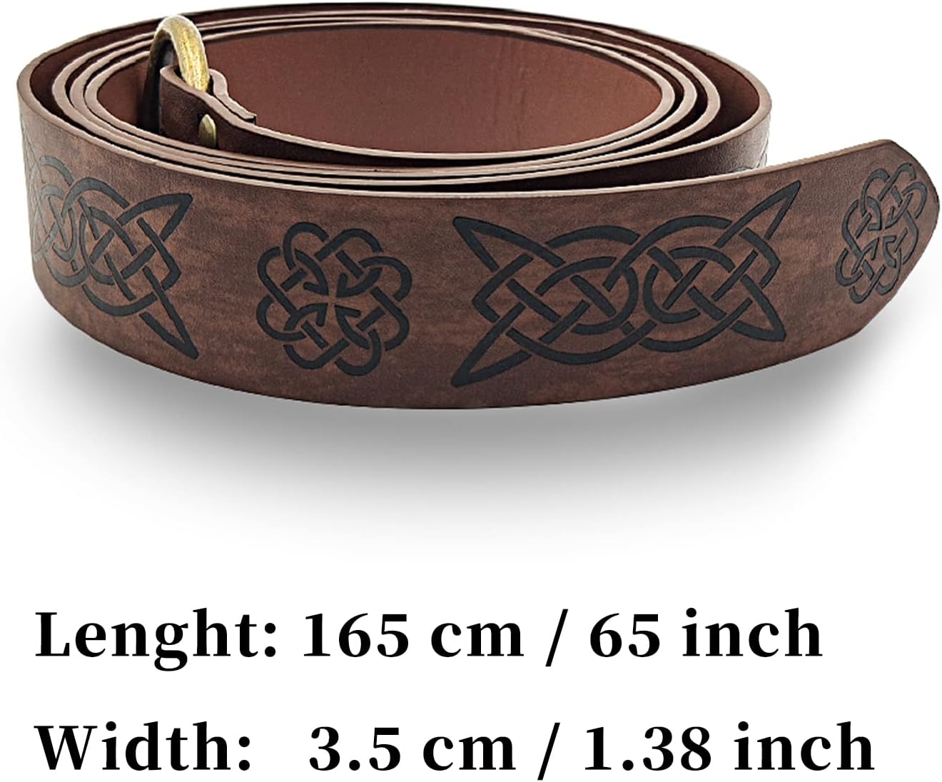 JAOYU Medieval Viking Belt - Embossed PU Leather O Ring Belt for Renaissance Knight Costume LARP Accessories