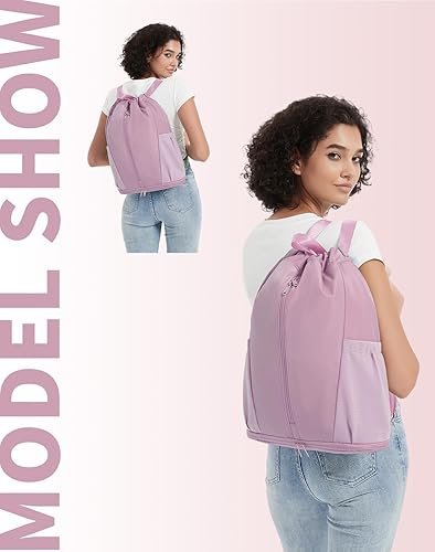 Miniatura 3 de sportsnew Mochila deportiva con cordón y compartimento para zapatos, bolsa de gimnasio para hombres y mujeres, bolsa de viaje resistente al agua,