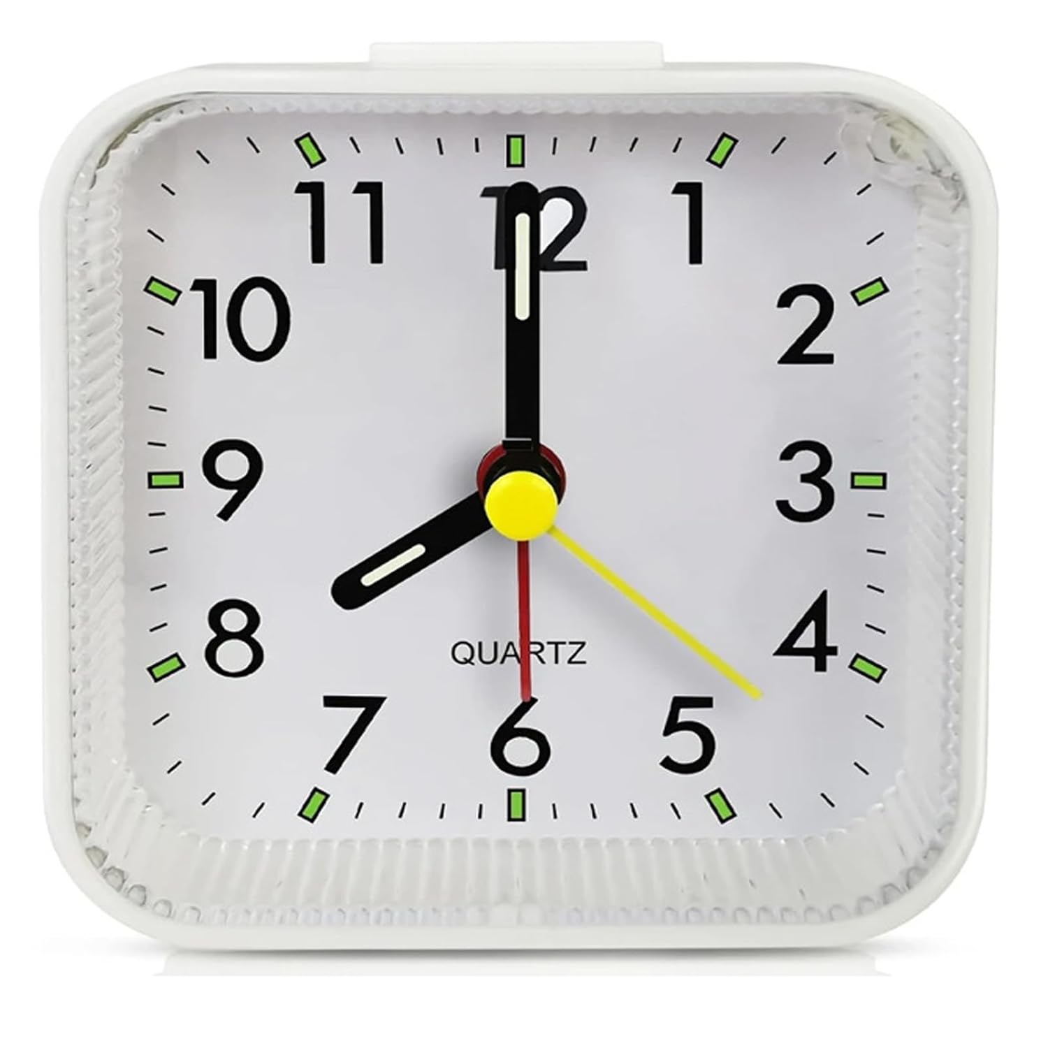 THIDARGO Small Square Analog Alarm Clock with Night Light Quartz Movement Snooze Function Battery Operated Compact Desktop Clock