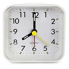 THIDARGO Small Square Analog Alarm Clock with Night Light Quartz Movement Snooze Function Battery Operated Compact Desktop Clock
