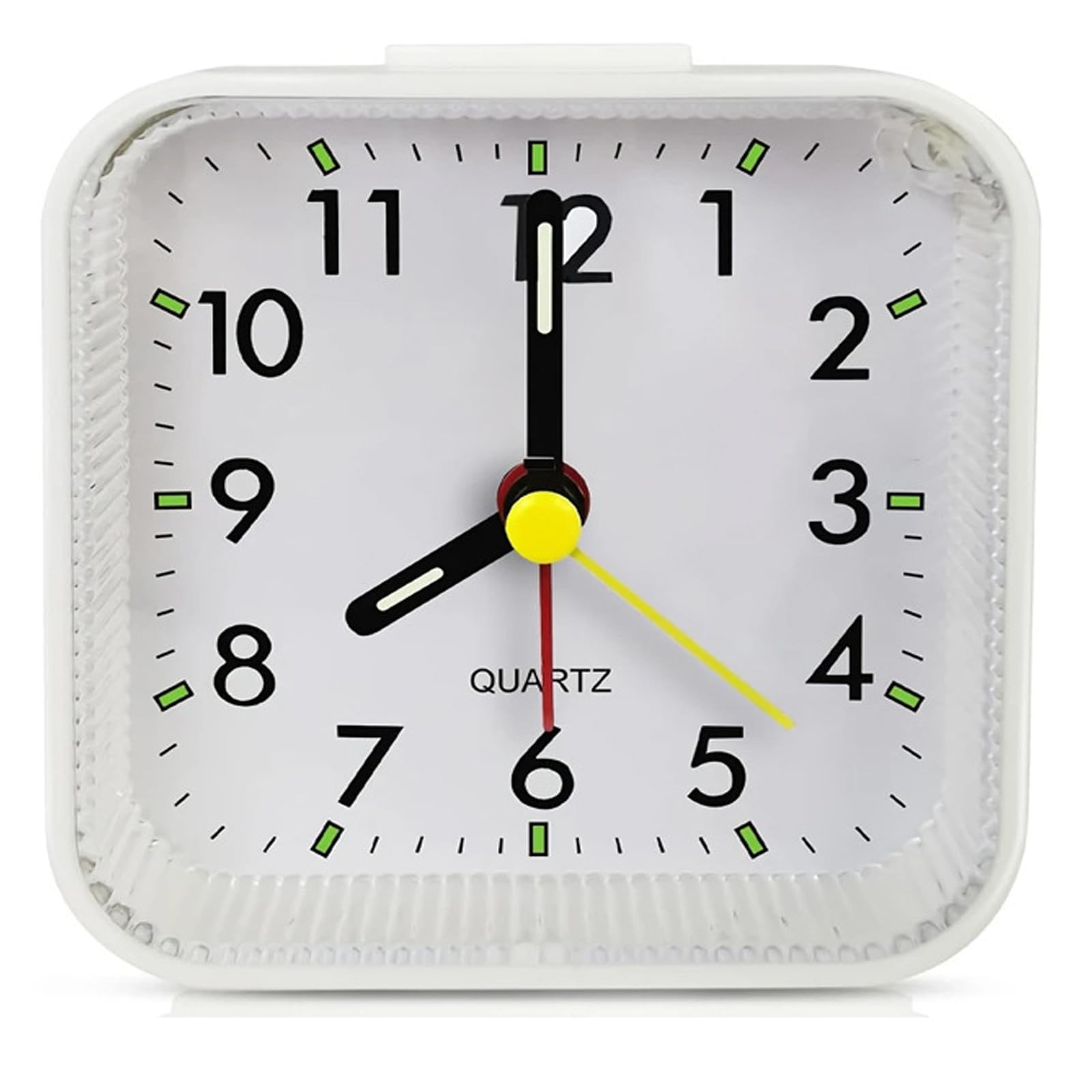 THIDARGO Small Square Analog Alarm Clock with Night Light Quartz Movement Snooze Function Battery Operated Compact Desktop Clock