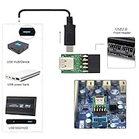 Vista 2 de cablecc USB 3.1 tipo C USB-C hembra solo puerto a 480Mbps USB 2.0 placa base 9pin 10pin adaptador de cabecera PCBA