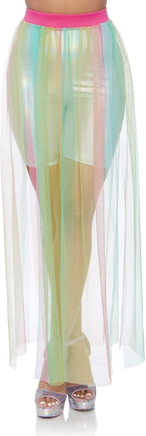 Leg Avenue Women's Multi Slit Sheer Maxi Skirt