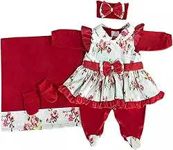 Saída Maternidade Catarina Floral – Kit Recém Nascido Menina 05 Peças em Malha 100% Algodão