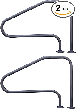 Saftron RTD-448-GG 4 Bend Swimming Pool Mounted Polymer Handrail, Gray 2 Pack