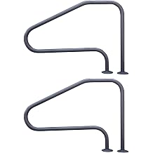 Saftron RTD-448-GG 4 Bend Swimming Pool Mounted Polymer Handrail, Gray 2 Pack