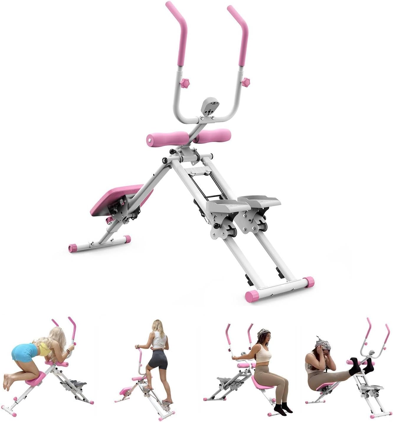 2 in 1 Stair Stepper & Ab Workout Machine, Adjustable Ab Trainer Machine for Home Gym Exercise, Multi-Functional Stair Climber for Core Strength & Full Body Fitness Training