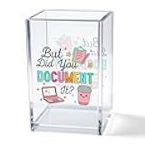 Vgrti But Did You Document It Acrylic Cosmetic Pencil Pen Holder Cup, Funny Office Decor Office Desk Organizer Accessories, Funny Sarcastic Work Gifts for Women Girl Boss Coworker Sister HR Students