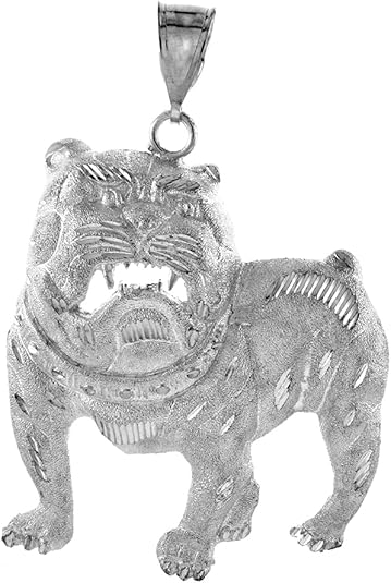 こはたん Old Bulldog Pendant [P-47] Solid 925 Sterling Bull Dog Pendant Necklace Iced Gold