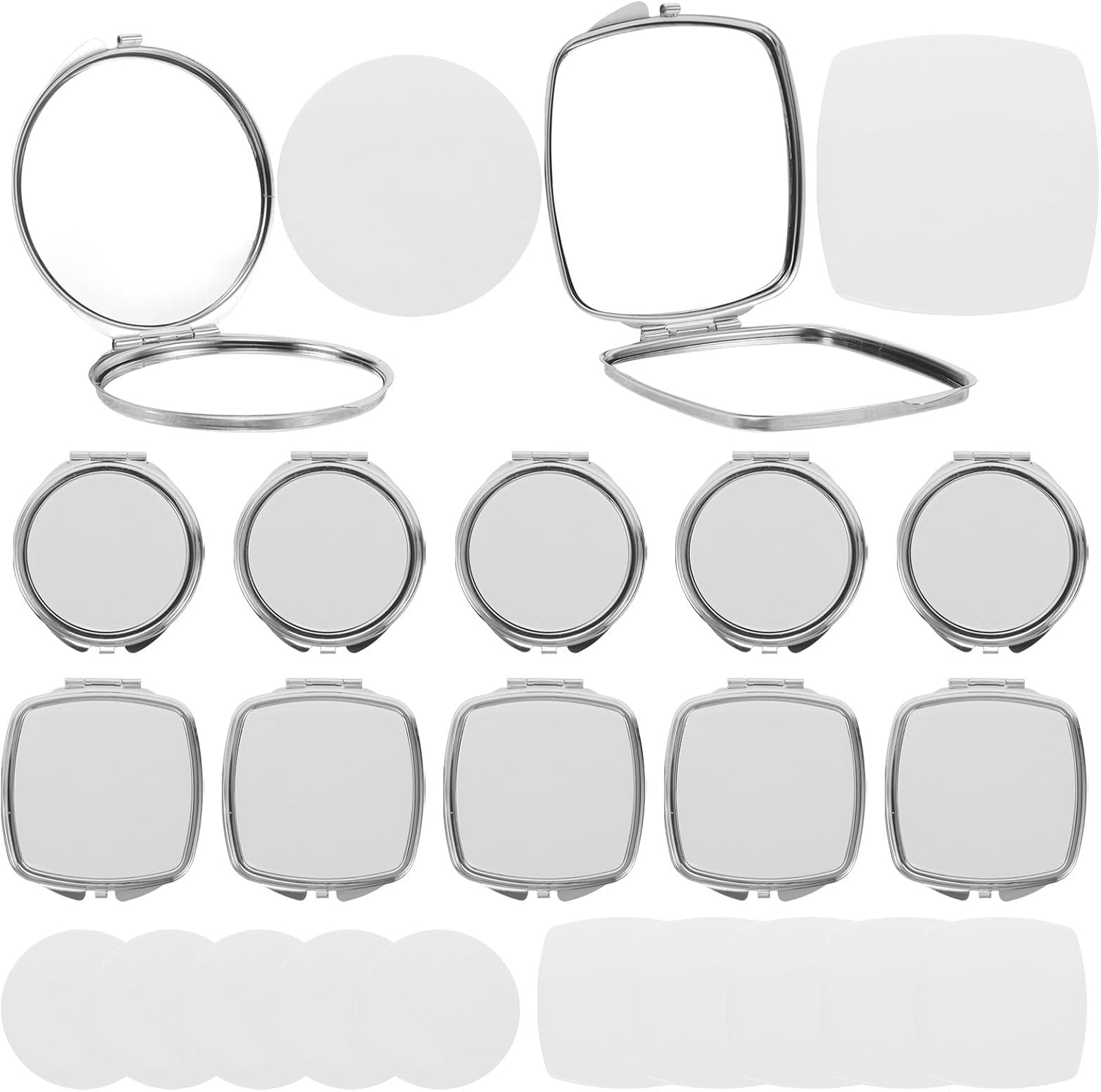 12pcs Stainless Steel Folding Double Sided Pocket Makeup Mirror Set