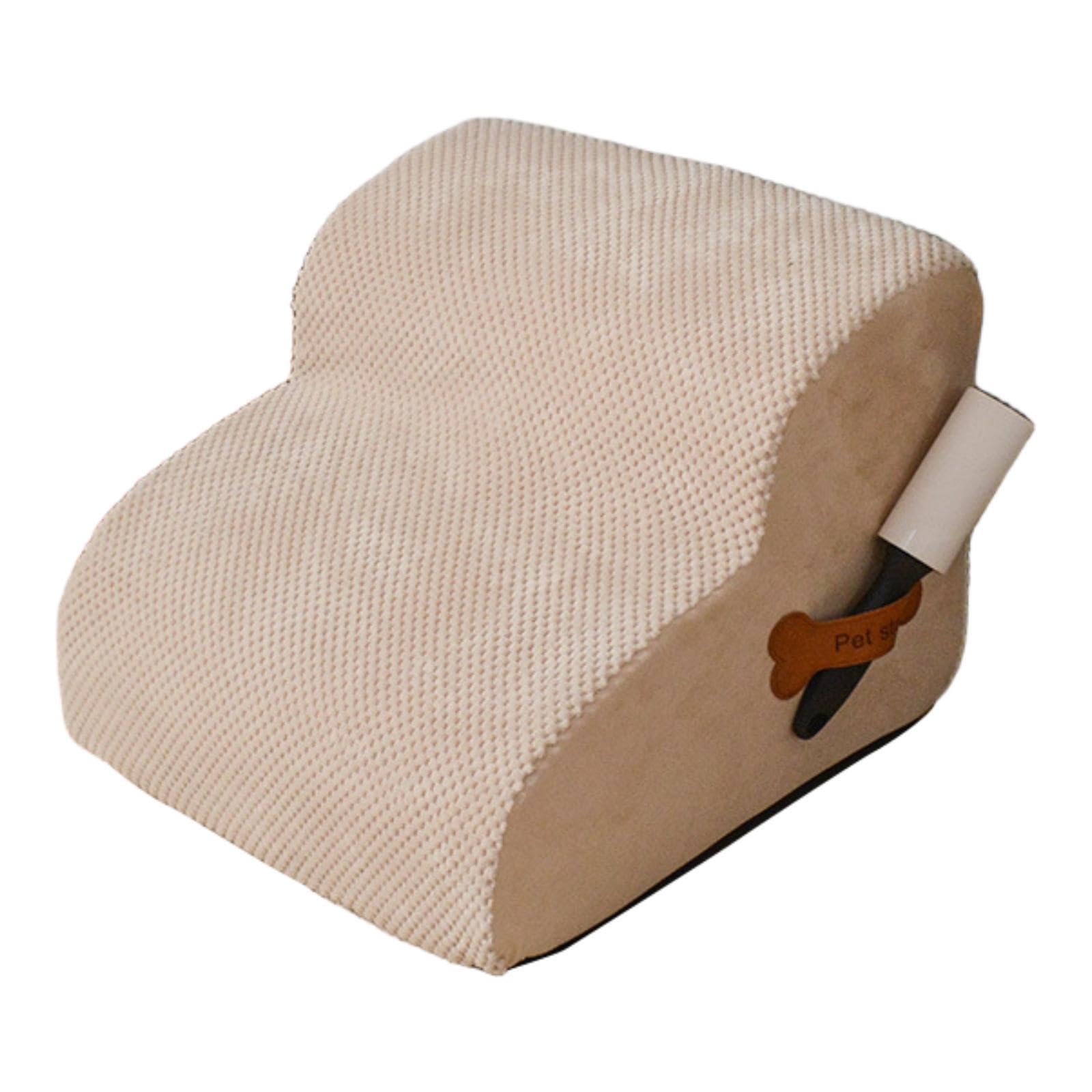 Escalera para Perros Paso 2, Cómoda Y Lavable, con Funda, para Cachorros Y Perros Pequeños Y, Beige