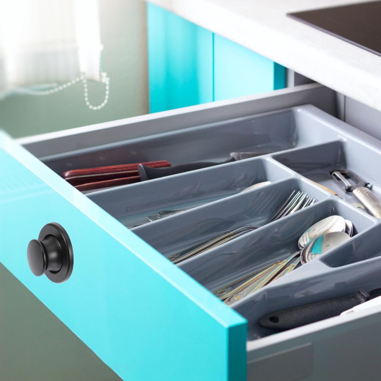 Housoutil 6Pcs Embedded Retractable Spring Knobs Zinc Alloy Cabinet Door Pulls Hidden Handle Design for Drawers Dressers Cupboards