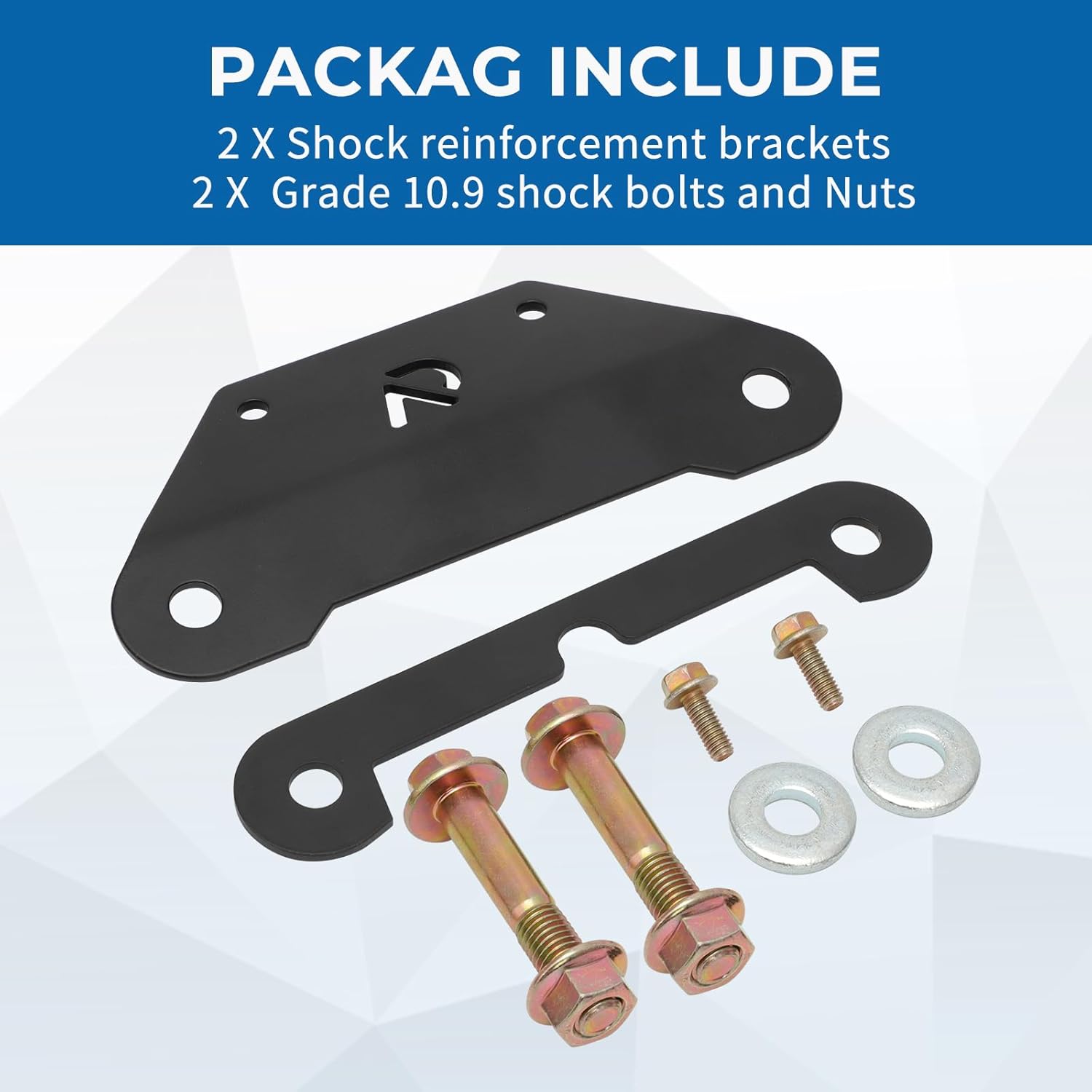 Front Shock Mount Braces Plate Kit For Kawasaki KRX 1000 Front Shock Mount Braces with 2PCS Shock Reinforcement Brackets,2PCS Grade 10.9 Shock Bolts Nuts