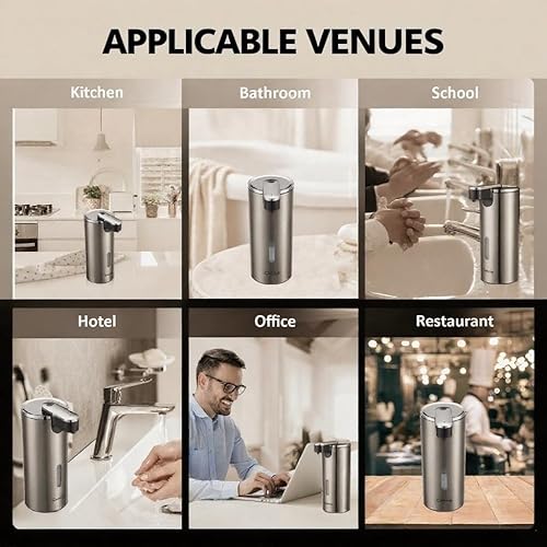 Miniatura 6 de Dispensador automático de jabón sin contacto, volumen ajustable mejorado para líquidos gruesos y delgados, dispensador automático de platos y jabón