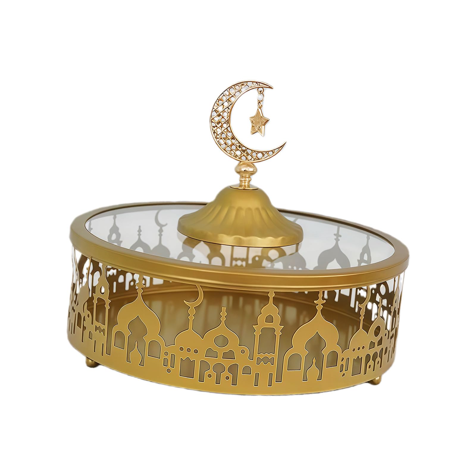 hogtnd Elegant Iron Serving Tray for Storing Festive Snacks with Secure Base Electroplated Decorative Iron Serving Bowl