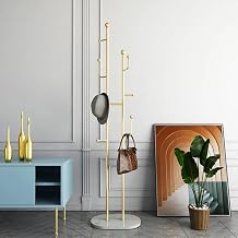 homary Coat Rack Freestanding Clothing Rack, 67 with 7 Hooks & Top Bar, Freestanding Coat Tree Stand with Faux Marble Base, Space Saving Heavy Duty Hat Hanger for Corner, Entryway, Bedroom, Gold