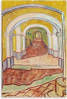 Corridor in The Asylum By Vincent Van Gogh Wall Art Poster Scroll Canvas Painting Picture Living Room Decor Home Framed/Unframed 08x12inch(20x30cm)