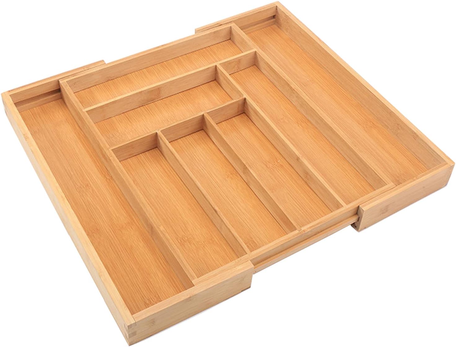 YCOCO Bamboo Drawer Organizer for Utensils Holder,Expandable Cutlery Tray with Divider,Kitchen Utensil Organizer for Kitchen Drawers,Large Utensil Cutlery Organizer,7-9 Slot