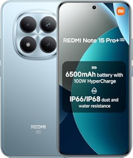 XIAOMI Redmi Note 15 Pro+ Plus 5G Ai (compatible con Tmobile Mint Tello & Global) (512 GB + 12 GB) NFC 6.83 pulgadas 120Hz 200MP Ultra Camera Modelo 2510ERA8BG Desbloqueado Dual Sim Liberado (azul glaciar)