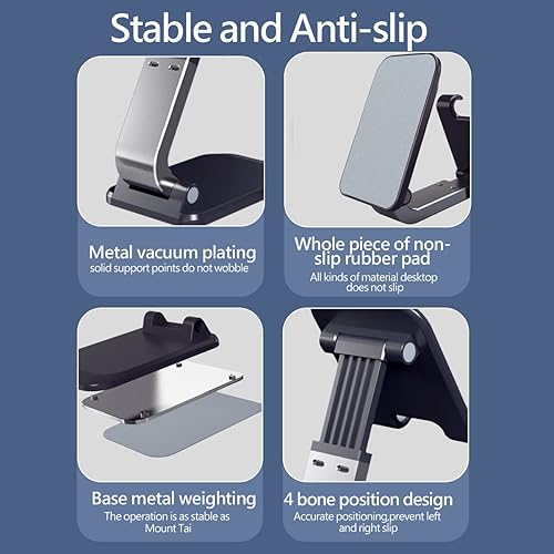 Miniatura 3 de OURI Soporte mejorado para teléfono celular para escritorio, soporte plegable para tableta de escritorio, ángulo ajustable de altura para escritorio