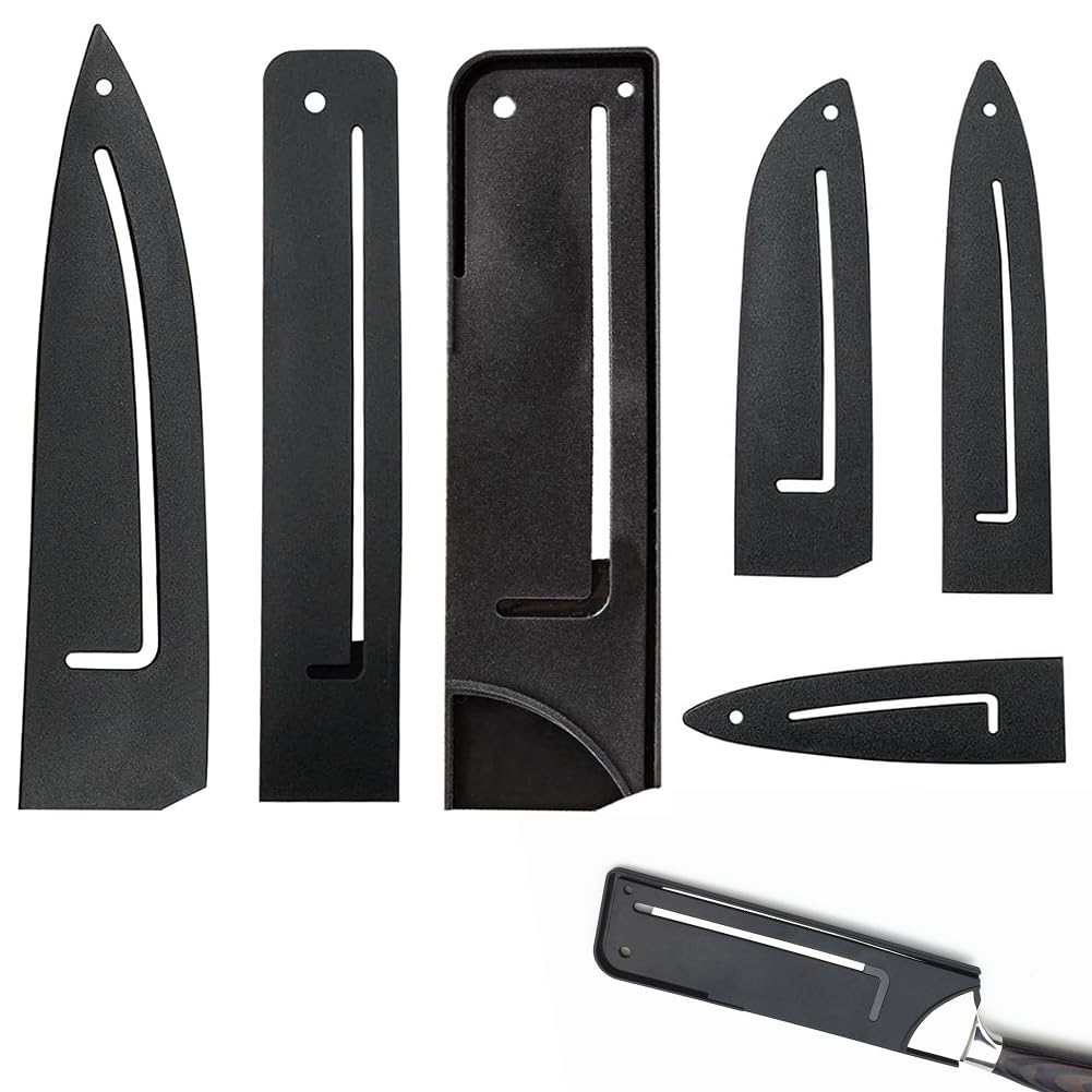 Rakiuty Fodero per Coltello da Cucina,Protezioni Bordi Coltelli Guaina Proteggi,Protezioni Bordi Coltelli,Protezione Lama In Plastica,per La Protezione Della Lama,Nero,6 Pezzi