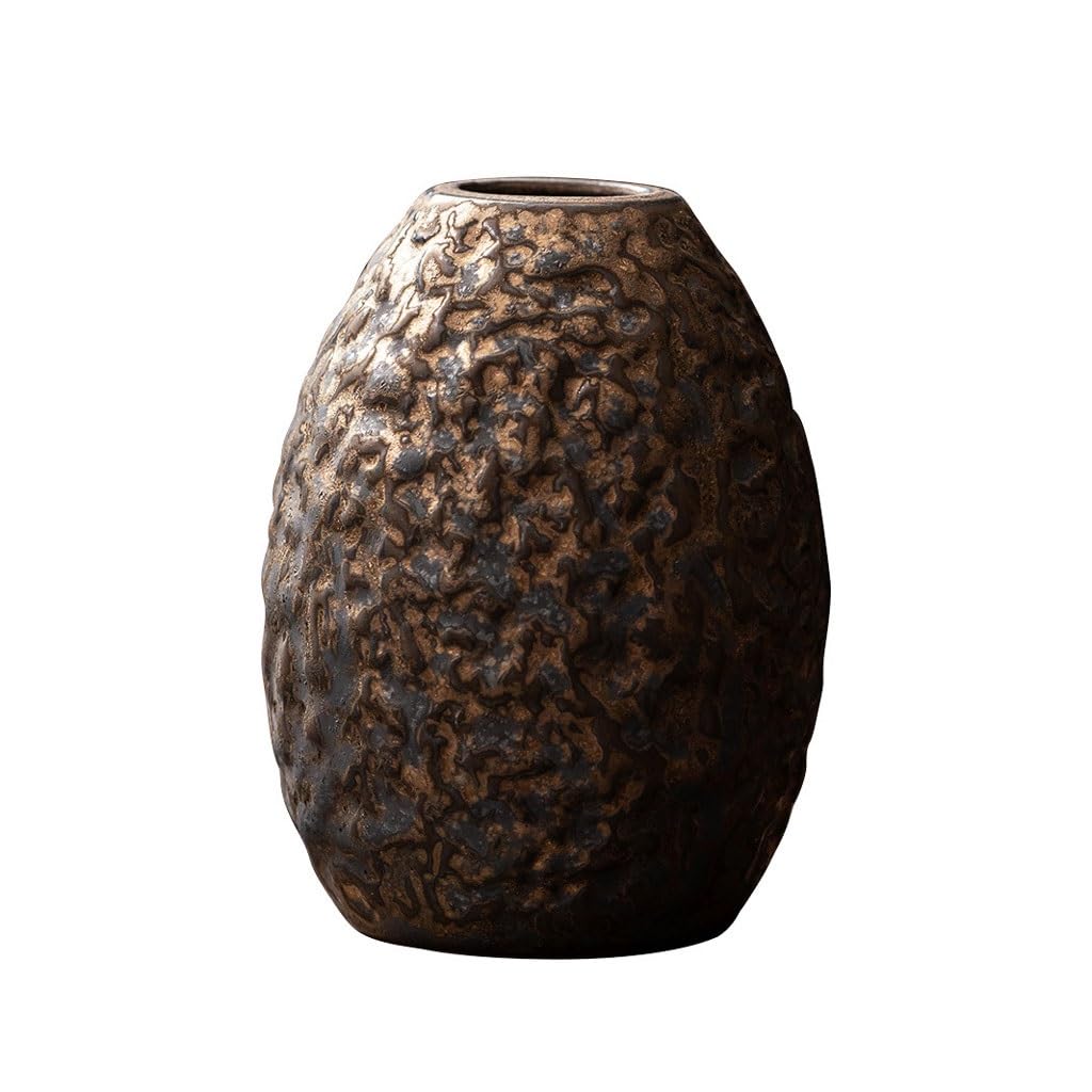 EINES Retro Ceramic Vase Creative Home Flower Coarse Pottery Hydroponic Tea Ceremony Ornaments(A)