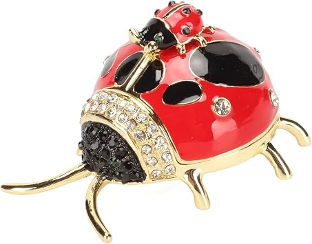 Zerodis Trinket Box, Trinket Box Hinged Hand Painted Red Colored Enamel Crystal Hand Painted Rings Earrings Jewelry Storage Box Ornament