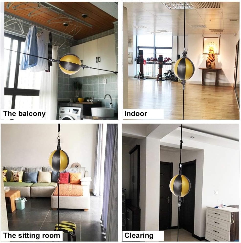 Double End Punching Bag Boxing Striking for Training - Speed Ended Set Includes 3 Reflex Ball Headband and Pump- Portable MMA