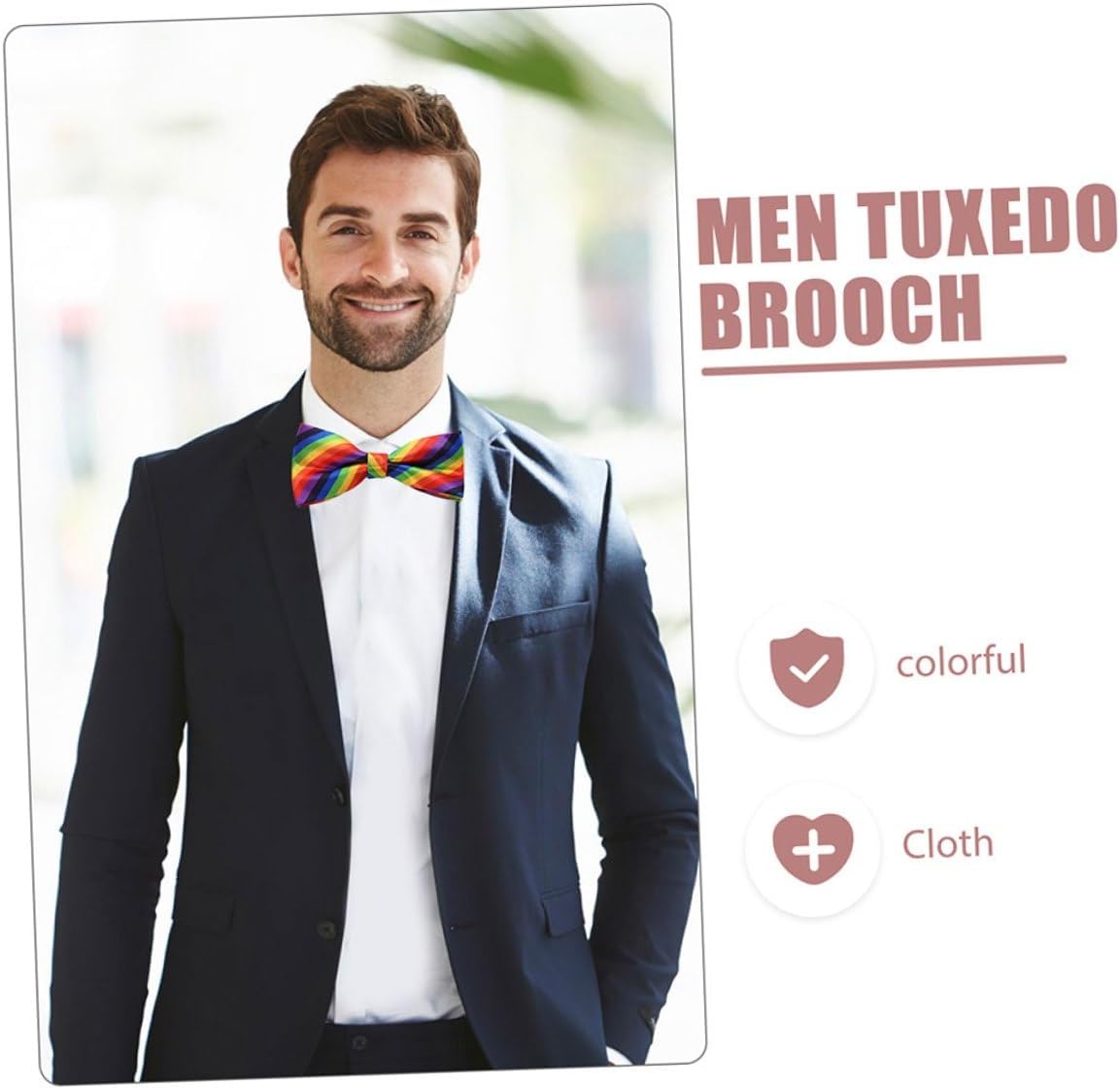 2pcs Rainbow Pattern Bow Ties Pre-tied Cotton Blend Bowtie Set for Men Women Wedding Party Cosplay Accessories