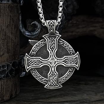 jewelry bahamut Mens Viking Odin Celtic Knot Cross Pendant Necklace