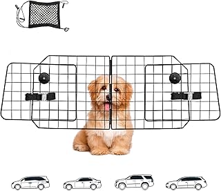 ERYTLLY Dog Car Barriers,Dog Barrier for SUV,Vehicles,Dividers,Pet Barriers Heavy Duty Wire Adjustable Dog Barrier with Front Seat Mesh Pet Barrier Net Organizer