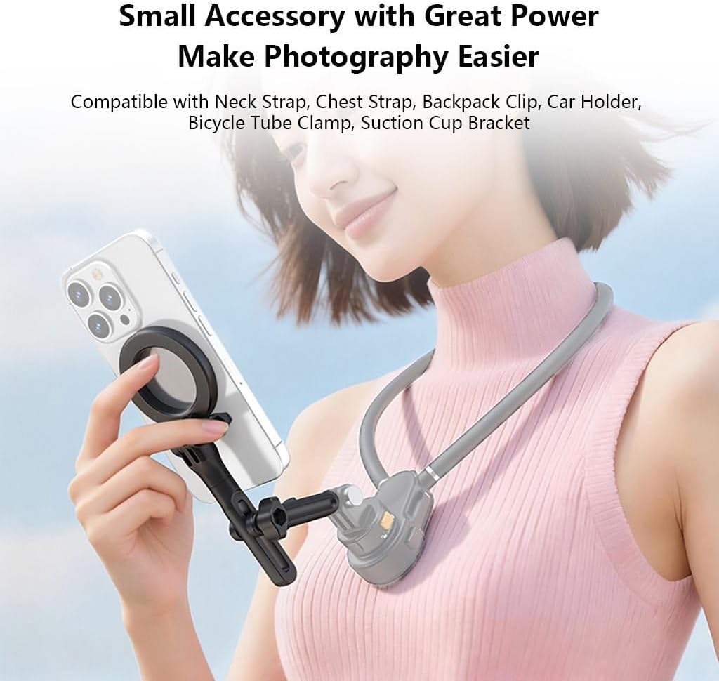 Action Camera Magnetic Phone Neck Mount Accessory,with T-Type Screw,Compatible with Hero Series Cameras and Phones (Magnetic Phone Holder)