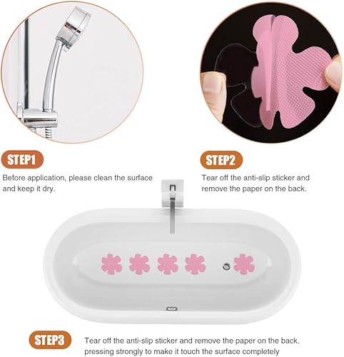 Miniatura 30 de Adhesivos para bañera antideslizantes, peldaños de ducha de seguridad con raspador premium (blanco)