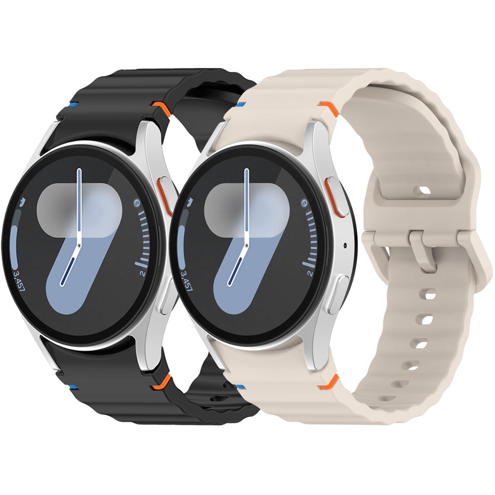 ZXgomg 2 Pack Silicone Straps Compatible with Samsung Watch 7 Strap for Women Men, No Gap Sport Bands for Samsung Galaxy Watch 7/6/5/4/FE/4 Classic/6 Classic/5 Pro strap (40mm 44mm)