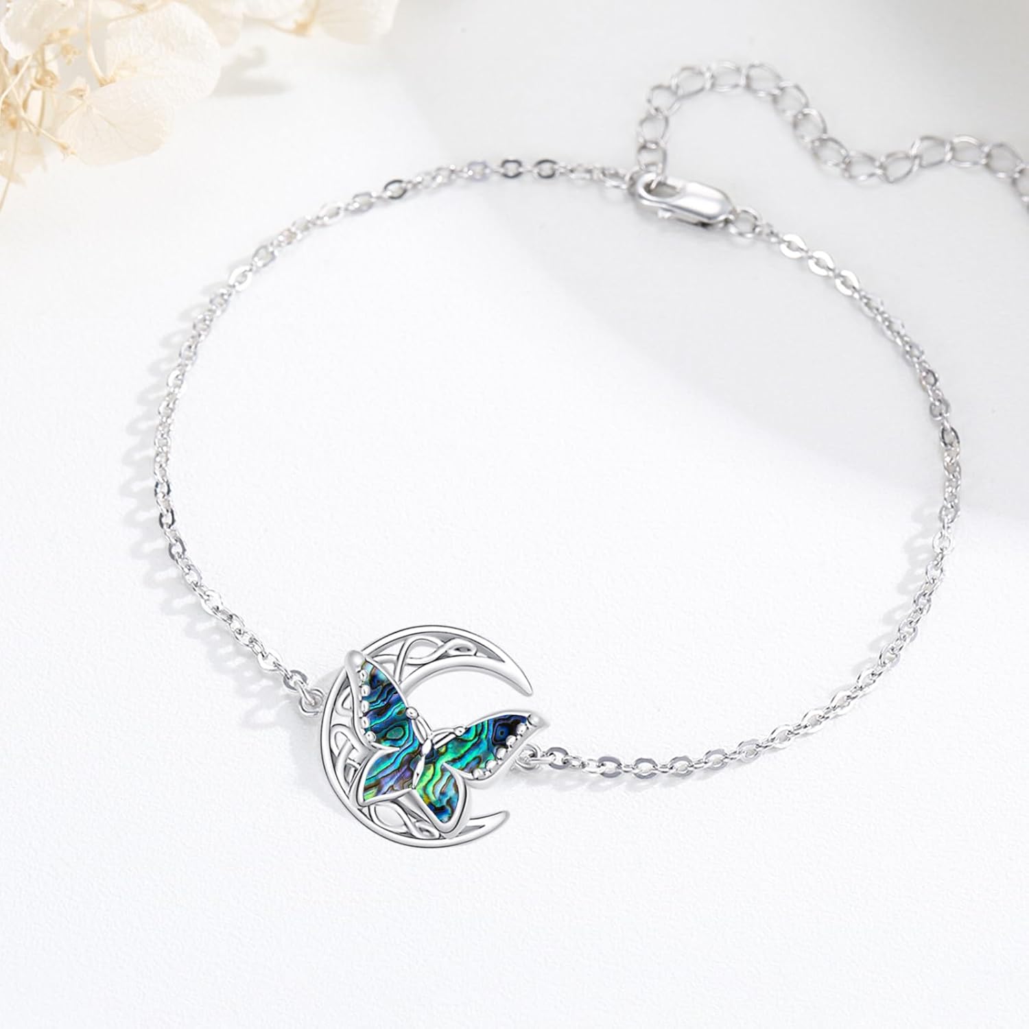 Dragonfly Bracelet 925 Sterling Silver Butterfly Bracelet Adjustable Celtic Moon Bracelet Irish Celtic Jewelry Gifts for Women - Image 6