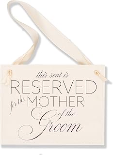 Ritzy Rose Reserved for Mother of the Groom Wedding Chair Sign for Reception or Ceremony on 11x8.5 inch Linen Cardstock Paper with Satin Ribbon of Your Color Choice