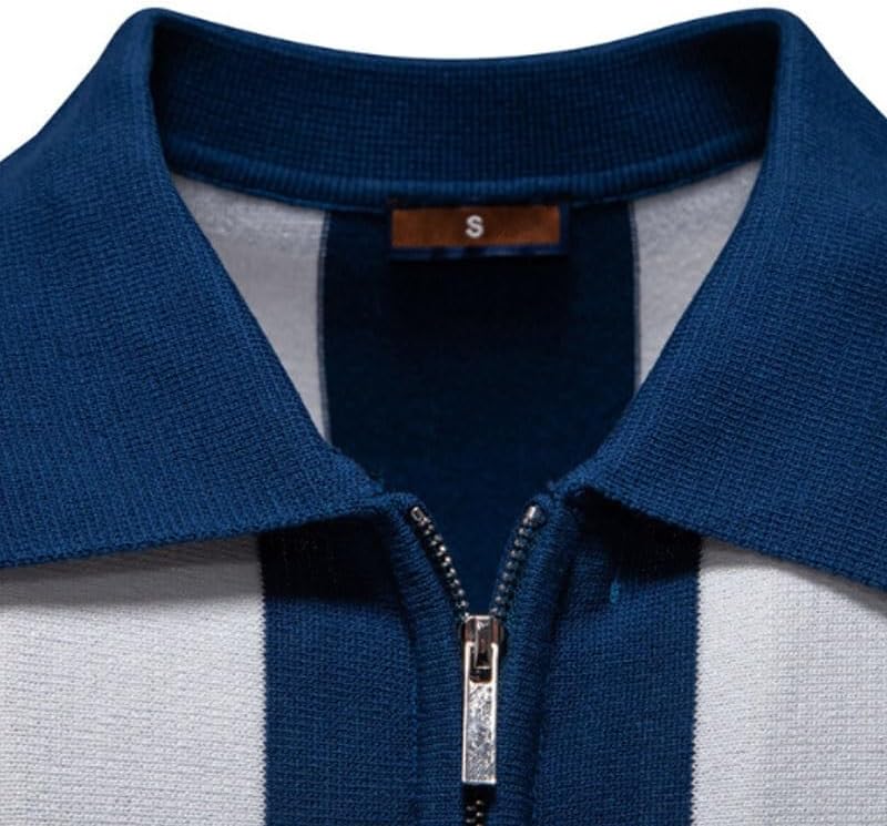 Collar Short Sleeved Woolen Sweater with Striped Top