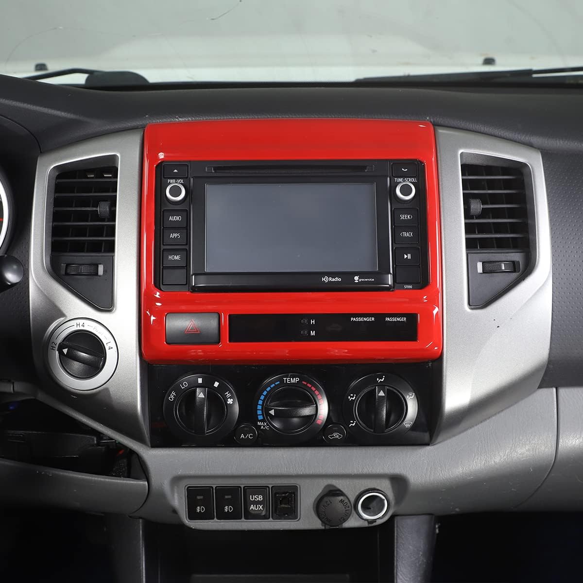 ABS Central Navigation Screen Panel Frame,Center Console GPS Screen Panel Frame Trim for Toyota Tacoma 2011 2012 2013 2014 2015 Interior Trim (Red)