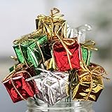 Factory Direct Craft Pack of 12 Traditional Mini Shiny Gift Box Christmas Floral Picks Tiny Boxes on Wire Stems for Holiday Seasonal Flower Arrangements Wreaths and Christmas Tree Decorations