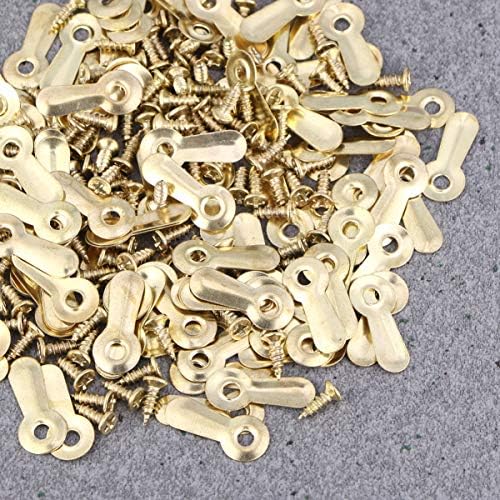 Heallily 200Pcs Frame Picture Turn Button Picture Frame Hanging Hangers Tablet Frame Locks with Screws for DIY Home Decoration (Golden)