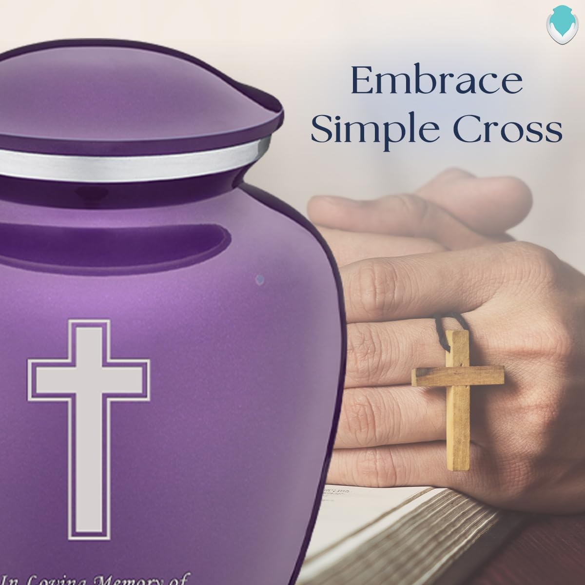 Geturns - Small Personalized Simple Cross Cremation Urns for Human Ashes I Purple Funeral Urn for Women and Men I Holds up to 44 Cubic Inches