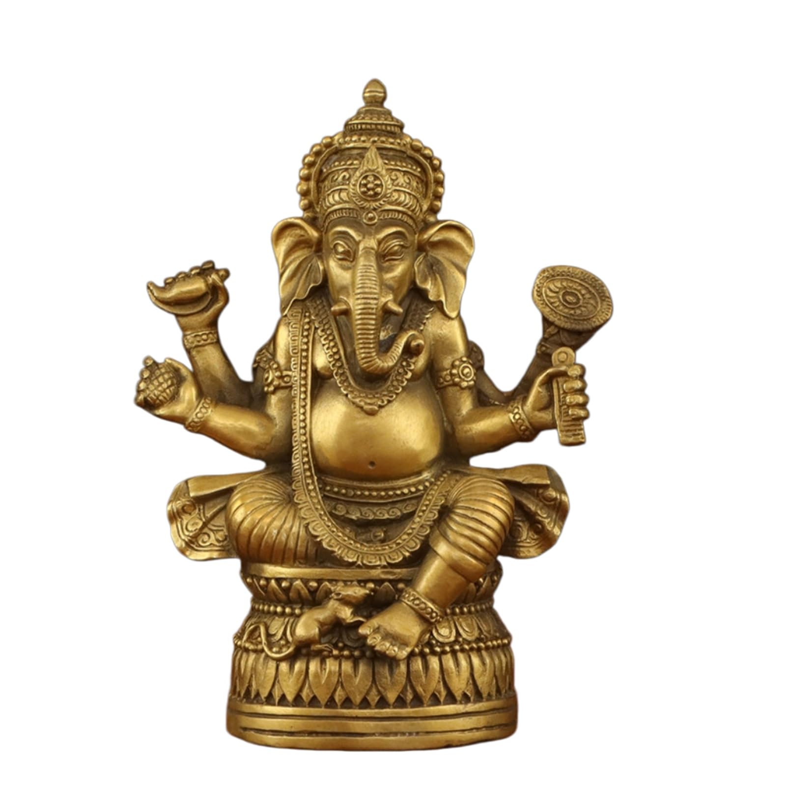 YXCQHZM Gold Lord Ganesha Statues - Copper Elephant God Figurine - Handmade Gift Decoration Ornaments for Home, Garden, Car (B)