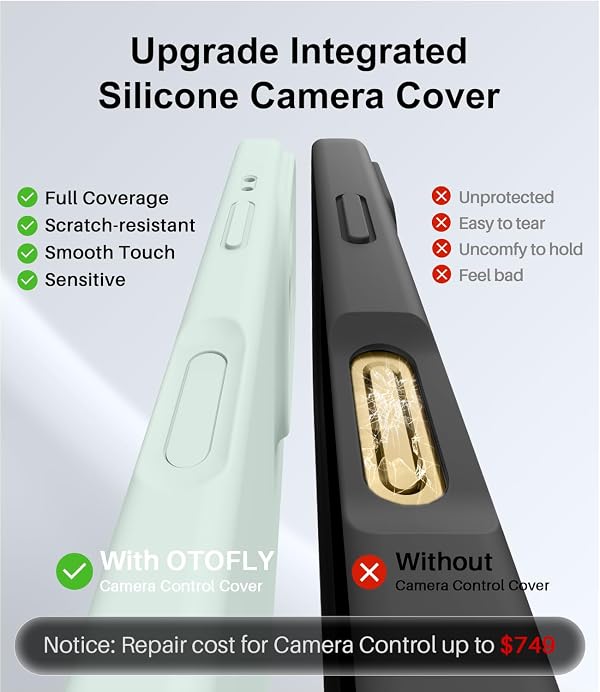 OTOFLY Magnetic for iPhone 16 Pro Max Case,Compatible with Magsafe,Classic Liquid Silicone Mobile Phone Case,Integrated Camera Control Button,Anti-Scratch Microfiber Lining, Mint Green by OTOFLY - Used condition - Image 7